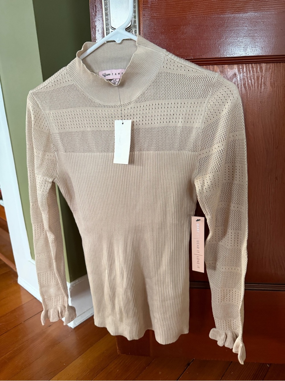 Crave Fame Cream Knit Mock-Turtleneck Sweater